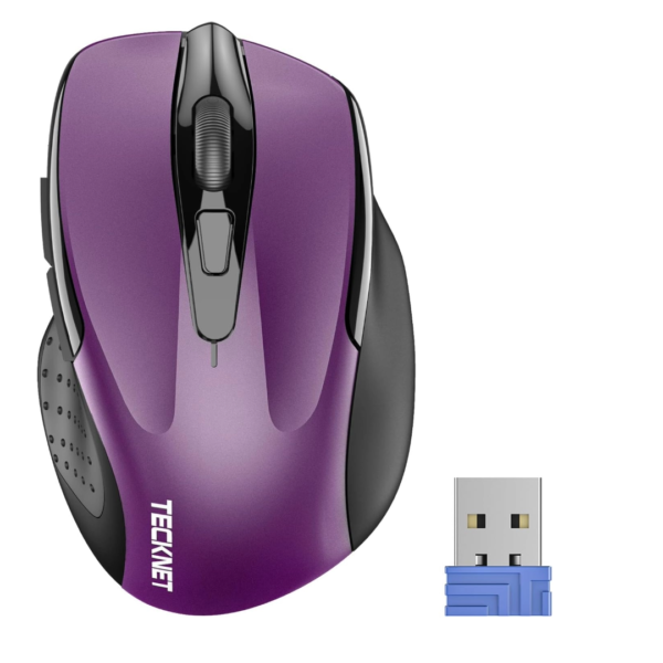 Mouse óptico ergonómico TeckNet Pro 2.4 G con nanorecibidor USB, con 6 botones
