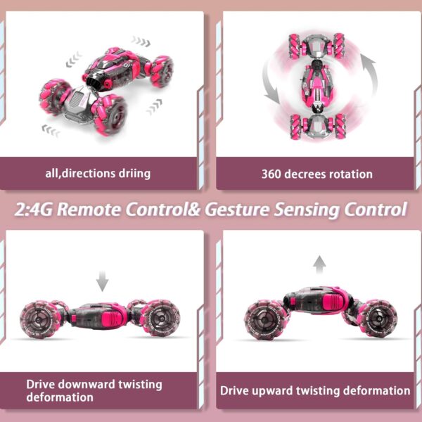 Carro control remoto, acrobacias RC con detección de gestos, 2.4 GHz, de doble cara de 360 grados - Imagen 6