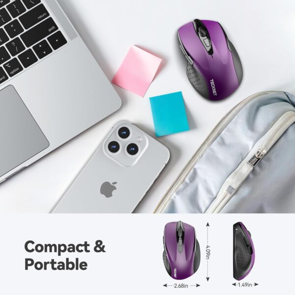 Mouse óptico ergonómico TeckNet Pro 2.4 G con nanorecibidor USB, con 6 botones - Imagen 8