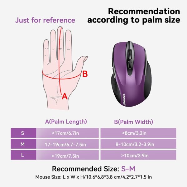 Mouse óptico ergonómico TeckNet Pro 2.4 G con nanorecibidor USB, con 6 botones - Imagen 7