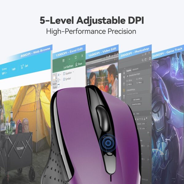 Mouse óptico ergonómico TeckNet Pro 2.4 G con nanorecibidor USB, con 6 botones - Imagen 4