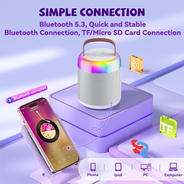 bafle altavoz de karaoke, altavoz Bluetooth portátil con micrófonos inalámbricos - Imagen 4