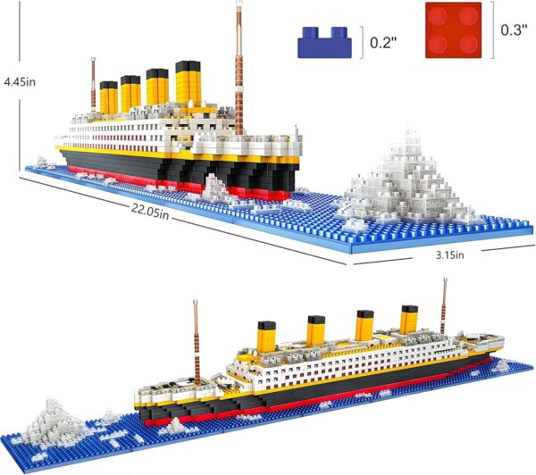 Titanic Juego de bloques de construcción de 1860 piezas, modelo Titanic en 3D, microbloques de construcción y ladrillos de bricolaje - Imagen 2