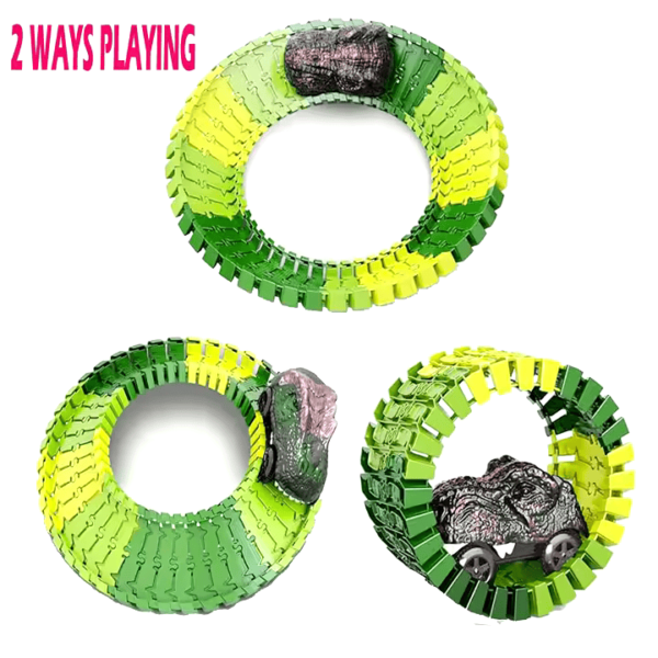 Juego de Pista de Dinosaurios con Coche de Carreras LED - 236 Piezas, Fácil Montaje, Material Seguro, Educativo y Divertido para Niños - Imagen 5