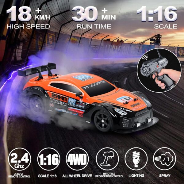 Carro control remoto RC Drift Car escala 1/16 4WD RC Car con luces LED recargable de alta velocidad - Imagen 7