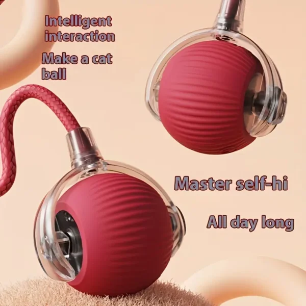 Pelota Interactiva para Gatos y perros de Silicona Recargable con Cola Larga - 3 Modos de Juego y Carga USB para Entretenimiento en Interiores - Imagen 12