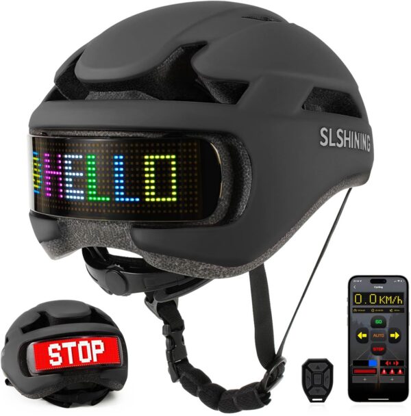 Casco Inteligente para Ciclismo  con Luces LED Personalizadas, Aplicación Móvil y Control Remoto
