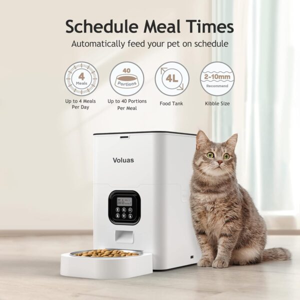 VOLUAS Comederos automáticos para mascotas para gatos y perros - 4 comidas