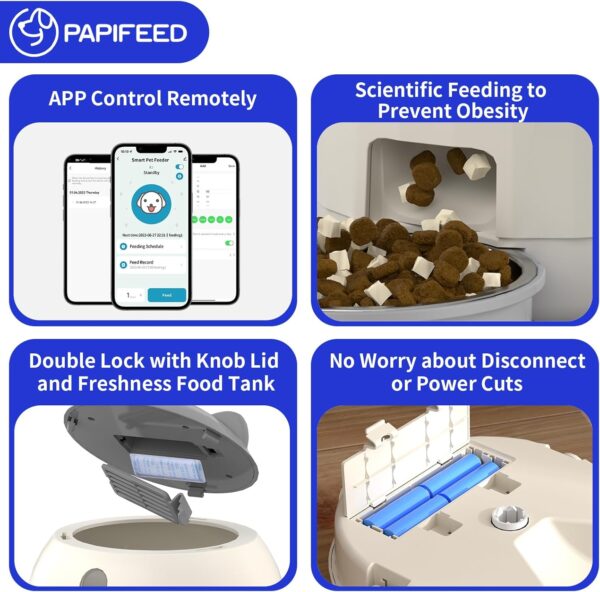 Dispensador Automático Inteligente PAPIFEED WiFi de 3 Litros, Doble Potencia para Mascotas- comedor - Imagen 4