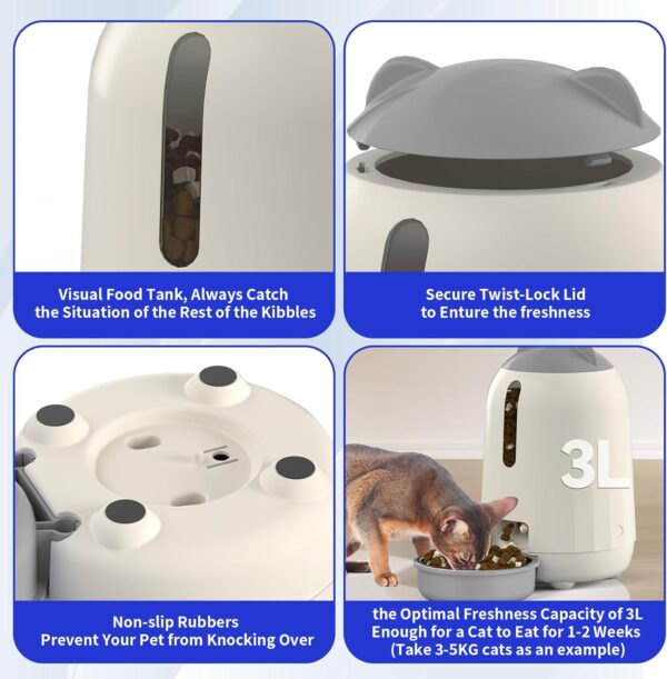 Dispensador Automático Inteligente PAPIFEED WiFi de 3 Litros, Doble Potencia para Mascotas- comedor - Imagen 2