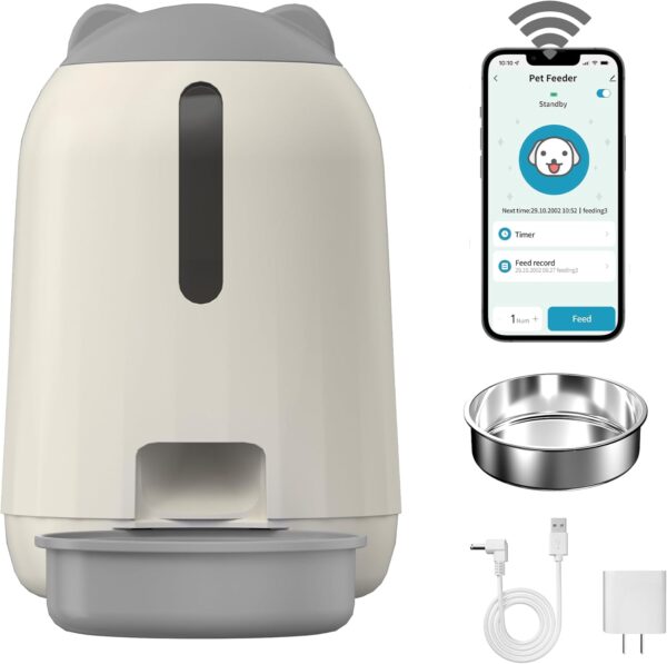 Dispensador Automático Inteligente PAPIFEED WiFi de 3 Litros, Doble Potencia para Mascotas- comedor