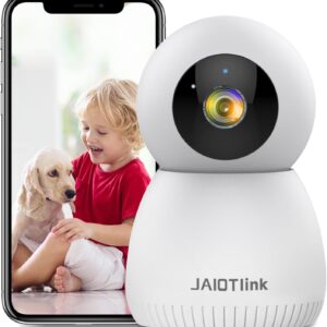 Cámara Interior 2K con Visión 360°, WiFi Dual 2.4G/5G, Audio Bidireccional, Detección de Movimiento y Control desde App, Ideal para Bebés y Mascotas