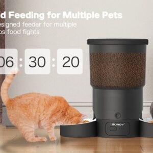 Dispensador- comedor Alimentador automático para gatos para 2 mascotas, 20 tazas/5 Litros- SURDY
