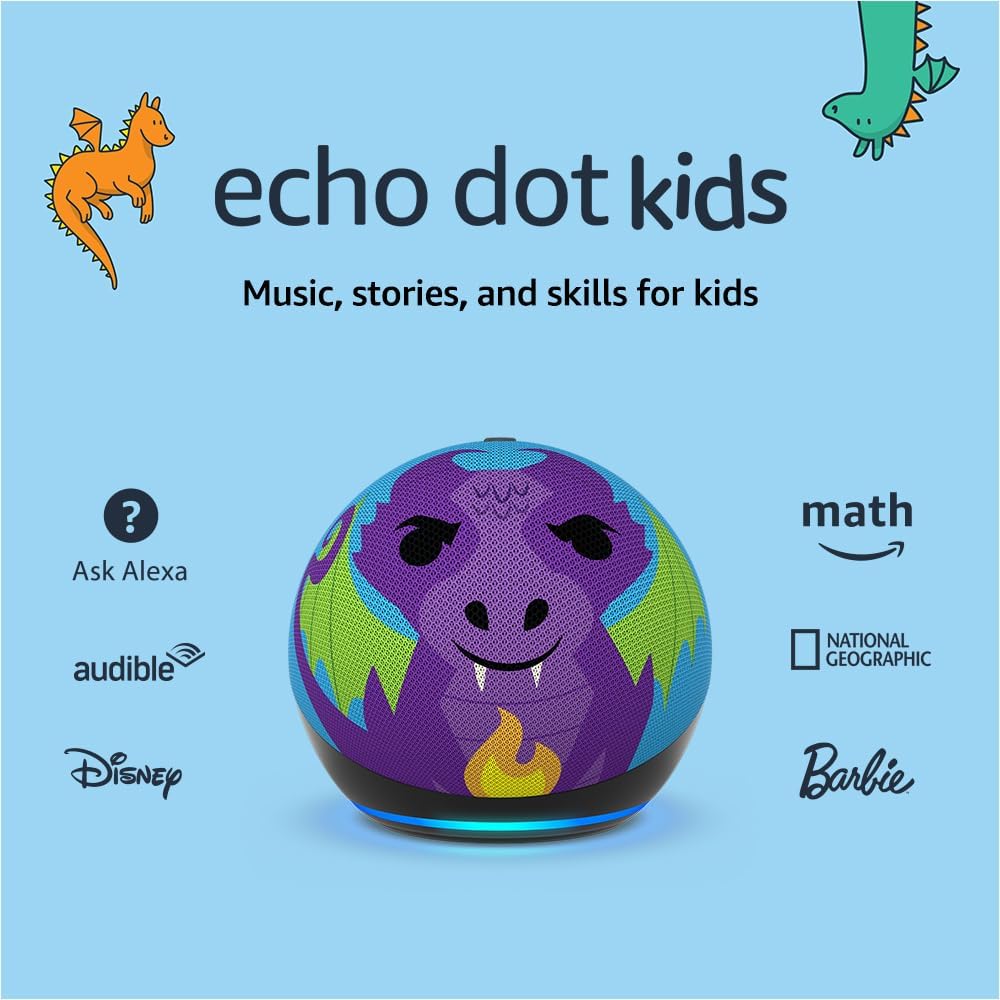 Amazon Echo Dot Kids,para niños, cuenta con control parental, Estilo Dragon - Imagen 4