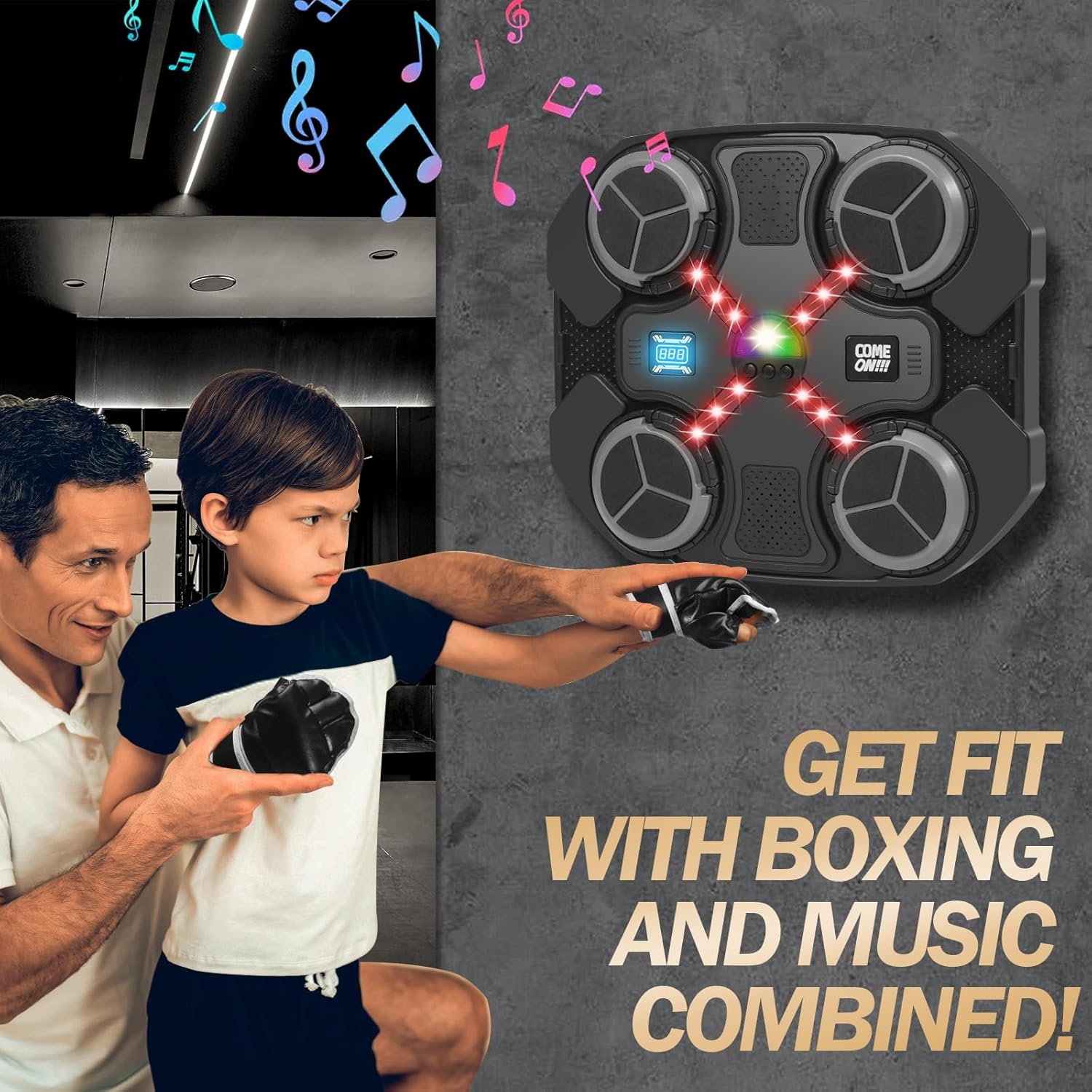 Máquina de Boxeo Musical Inteligente para Niños – Objetivo OCES con Bluetooth, Montaje en Pared, Puntuación y Entrenamiento Divertido en Casa - Imagen 2