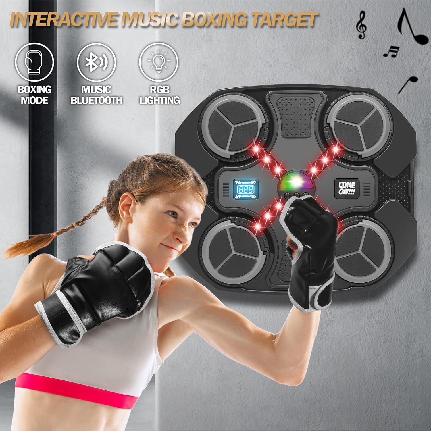 Máquina de Boxeo Musical Inteligente para Niños – Objetivo OCES con Bluetooth, Montaje en Pared, Puntuación y Entrenamiento Divertido en Casa - Imagen 5