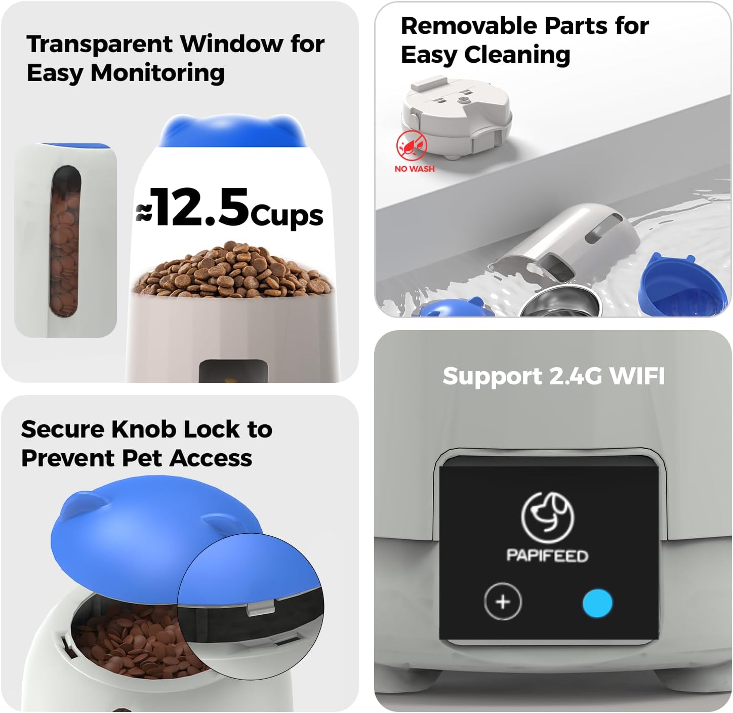 Comedor PAPIFEED con App WiFi 2.4G – Capacidad de 3L para Alimentación Segura y Puntual - Imagen 5