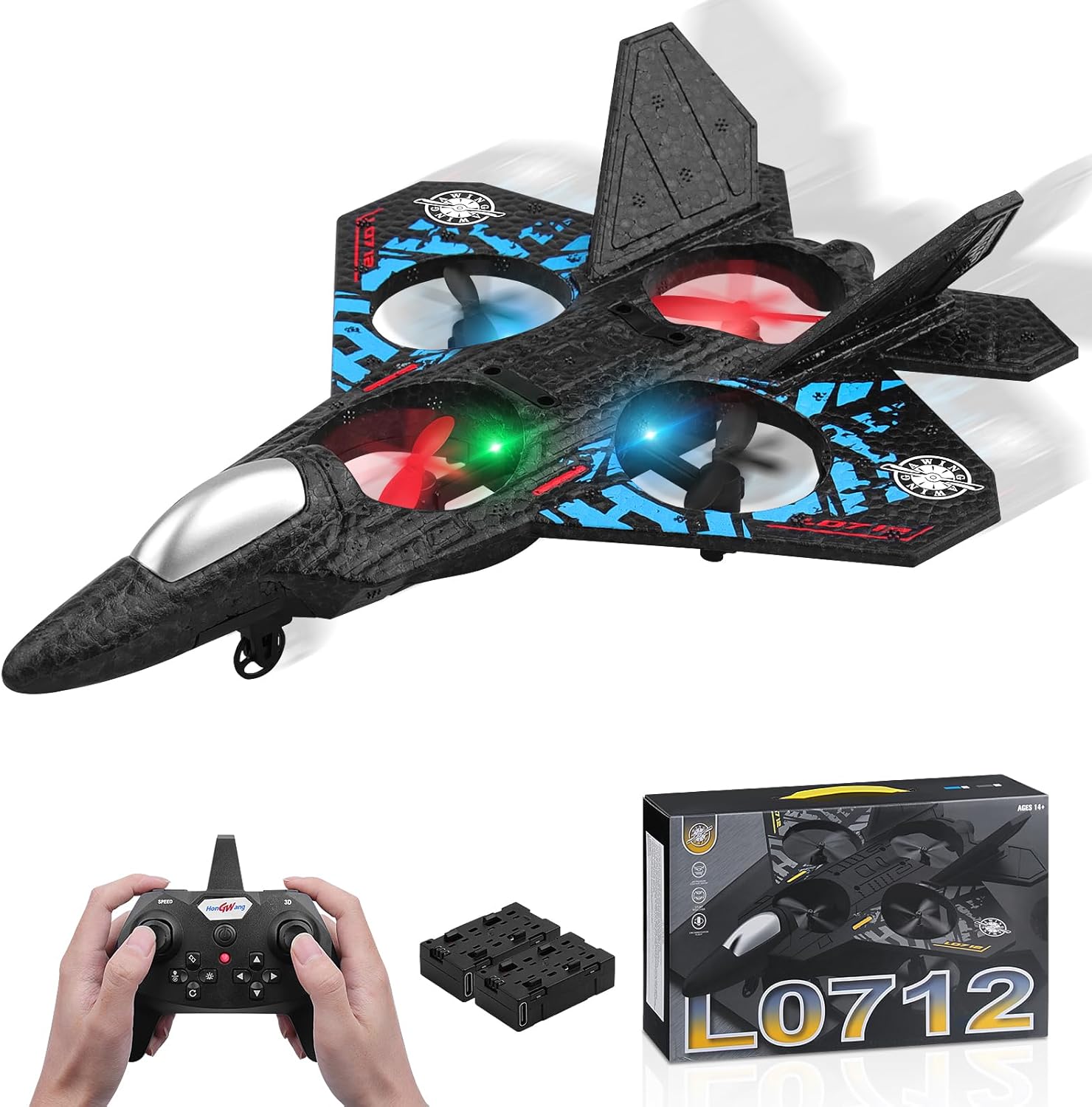 Avión RC 2.4GHz con Giros 3D, Vuelo Estacionario Automático, Luces LED, Material EPP Resistente, Control Remoto