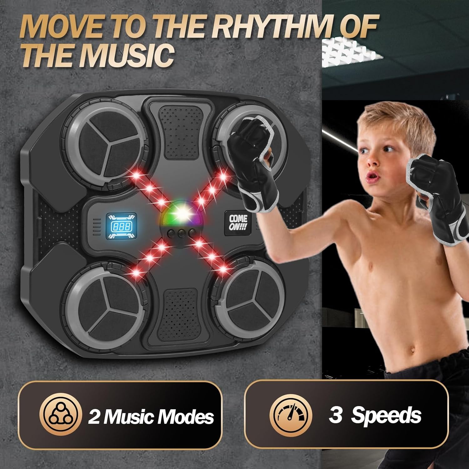 Máquina de Boxeo Musical Inteligente para Niños – Objetivo OCES con Bluetooth, Montaje en Pared, Puntuación y Entrenamiento Divertido en Casa - Imagen 3