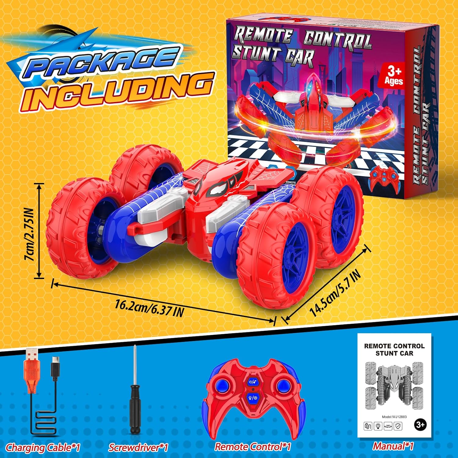 Carro Control Remoto de Doble Cara, Acrobacias 360° RECARGABLE