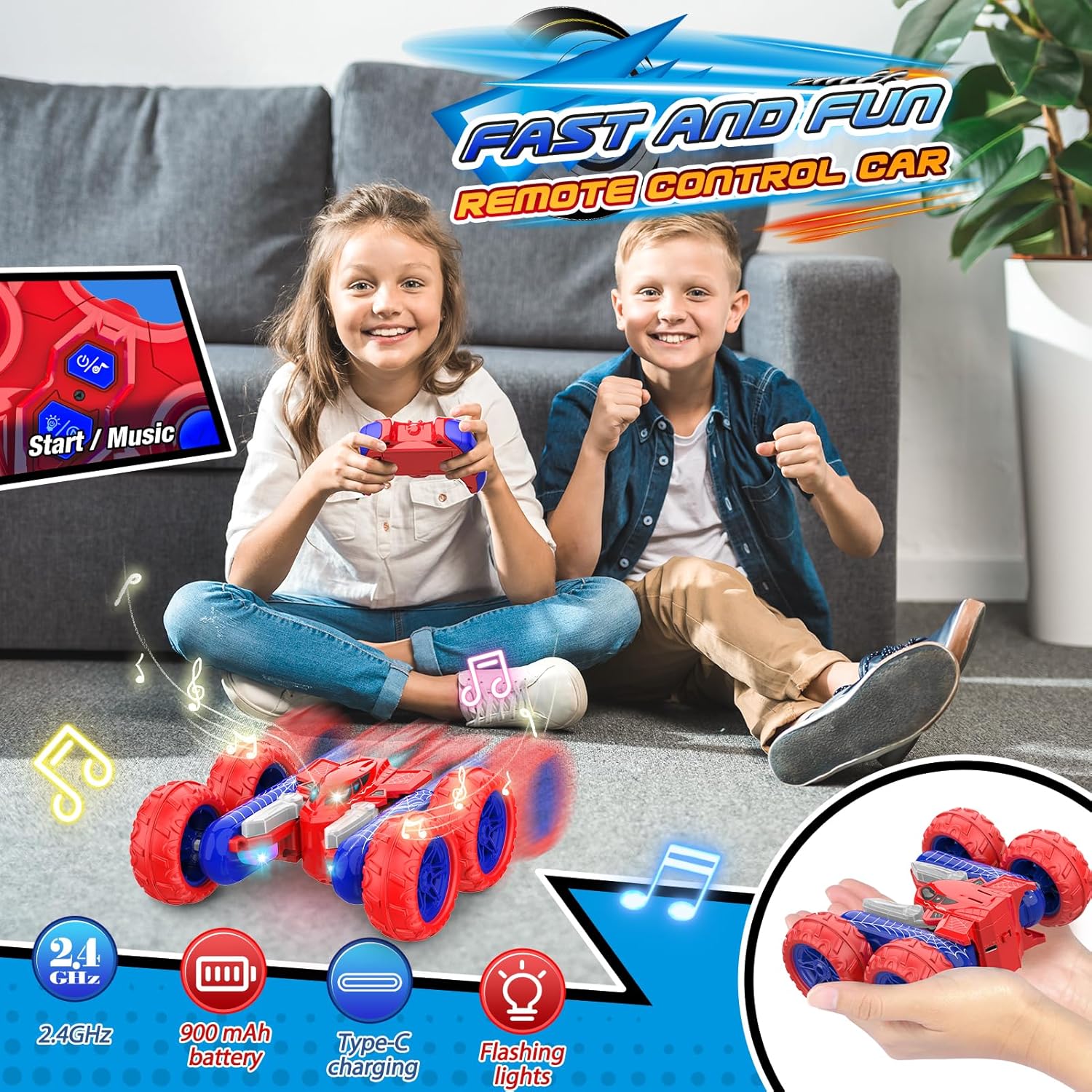 Carro Control Remoto de Doble Cara, Acrobacias 360° RECARGABLE - Imagen 4