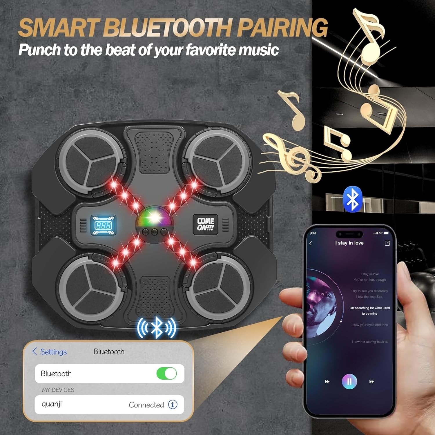 Máquina de Boxeo Musical Inteligente para Niños – Objetivo OCES con Bluetooth, Montaje en Pared, Puntuación y Entrenamiento Divertido en Casa - Imagen 6