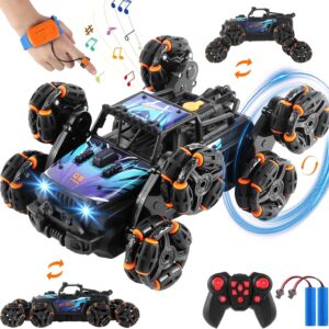 Coche Acrobático Teledirigido de 8 Ruedas con Sensor de Gestos, Luces LED y Control Manual Recargable