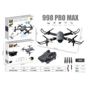 Dron 998 PRO MAX 4K con cámara dual – Quadricóptero plegable WiFi, modo sin cabeza y vuelo estable